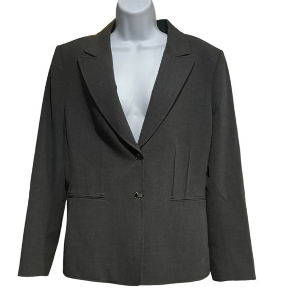 TAHARI‎ Arthur S. Levine Gray Silver Jacket Blazer SIZE 14 Metal Clasps